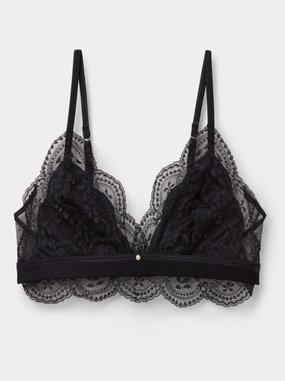La Vie En Rose Black Lace Bralette with Pearl Accent